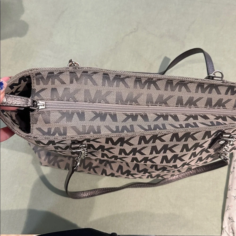 Michael Kors Gray MK Logo Chain-Strap Tote